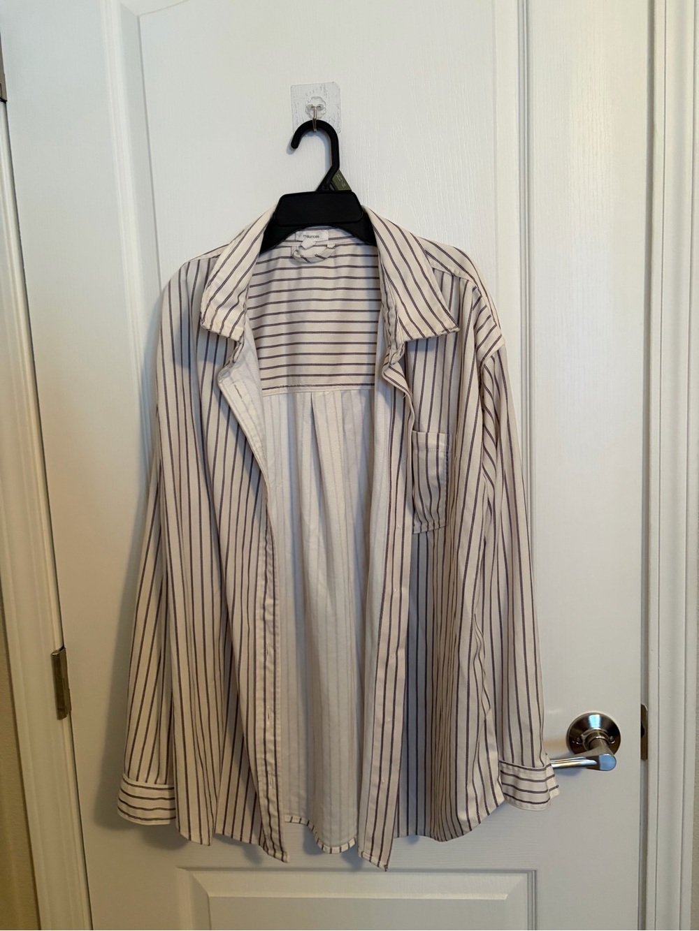 Women’s White Striped Button-Up Shirt